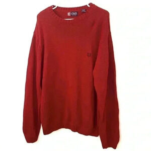 Chaps Red Chunky Knit Long Sleeve Pullover Sweater Men Size XL